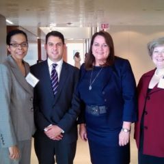Program coordinator Yolaine Dauphin, Presenter Victor Boutros, Presenter Judge Virginia Kendall, and Program coordinator Annemarie Kill