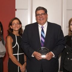 From left: NIU Law Alumni Council President and ISBA Board member Kenya Jenkins-Wright, NIU College of Law Dean Jennifer Rosato Perea, ISBA President Richard D. Felice, and NIU Law Alumni Council Awards Committee Chair Stacey Mandell.