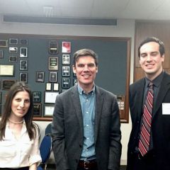 ISBA Student Representative Marie Sarantakis, Professor Hugh Mundy, and Tim Meloy