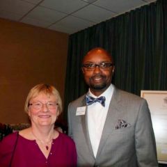 Honoree Lois Wood, Executive Director of the Land of Lincoln Legal Assistance Foundation, with ISBA President Vincent F. Cornelius
