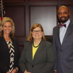 ISBA President Vincent F. Cornelius with former ISBA Board member Hon. April G. Troemper (left) and SIU School of Law Dean Cynthia L. Fountaine.
