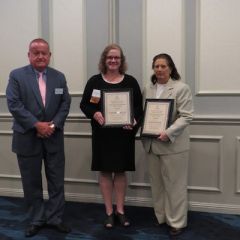 President Russell Hartigan, Kathryn Kelly, and Lynn Patton
