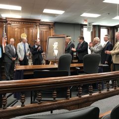 A high-quality reproduction of a famous Abraham Lincoln photograph was presented to the Knox County Courthouse on July 27 in Galesburg. 