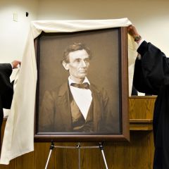 A high-quality reproduction of a famous Abraham Lincoln photograph was presented to the Lee County Courthouse on September 27 in Dixon.