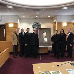 A high-quality reproduction of a famous Abraham Lincoln photograph was presented to the Montgomery County Courthouse on November 30 in Hillsboro. 