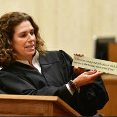 A high-quality reproduction of a famous Abraham Lincoln photograph was presented to the Peoria County Courthouse on October 17. 