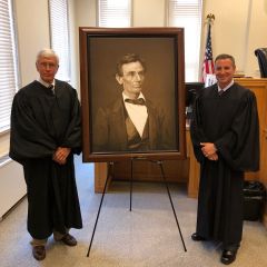 A high-quality reproduction of a famous Abraham Lincoln photograph was presented to the Wayne County Courthouse on June 25 in Fairfield. 