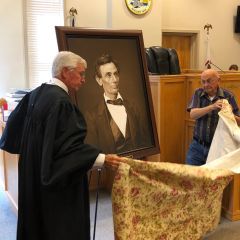 A high-quality reproduction of a famous Abraham Lincoln photograph was presented to the Wayne County Courthouse on June 25 in Fairfield. 