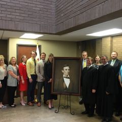 A high-quality reproduction of a famous Abraham Lincoln photograph was presented to the Williamson County Courthouse on September 11 in Marion.