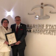 Dr. Mary Milano and ISBA President Dennis Orsey