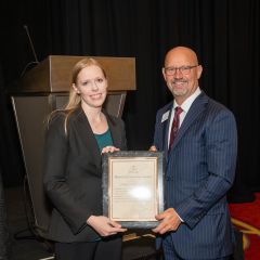President Kasserman presented the Board of Governors Award to April Otterberg for her work on the Professional Conduct Committee and its guidance on the Illinois Rules of Professional Conduct addressing sexual harassment and discrimination in the legal profession. 