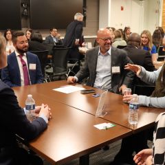 President Shawn Kasserman speaks to young lawyers and law students during Speed Networking