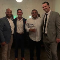 L-R: Raymond Rushing (2023-24 Cook County Bar Association President & Counsel at Cummins, Inc.), Eduardo Fernandez and Carlos Aparicio (Aparicio Law Office LLC), and Evan Schanerberger (ISBA member and event chair, Schanerberger Law)