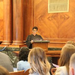 Justice Lisa Holder White welcomes candidates and their families to the Bar Admission Ceremony. 