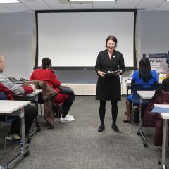President-Elect Bridget C. Duignan speaks to students.