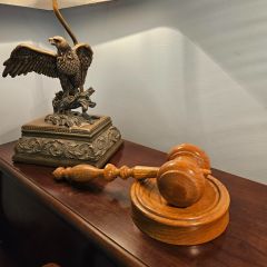 Karen Burkhart: "I treasure this hand-crafted gavel, a gift from Fifth District Appellate Judge Charles Chapman to me, his senior law clerk for 13 years. He presented it to me as a token of appreciation for unwavering dedication and service to the court."