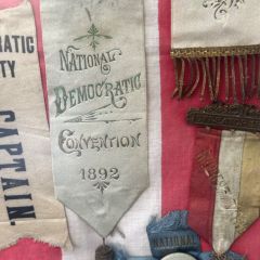 Joe Gottemoller: "Convention where William Jennings Bryan gave his 'Cross of Gold' speech. It made him famous and made him the model for the Wizard in the Wizard of Oz. Later in life, Mr. Bryan and Mr. Clarence Darrow litigated the Scopes Monkey Trial. We know it as 'Inherit the Wind.' The ribbon reminds me that no matter what side I am on, there were great lawyers that came before us who won and lost hard-fought cases. Every day I am in this profession I have the chance to do the same.   PS The Blue ribbon in the bottom includes a picture of Mr. Bryan four years later in 1900."