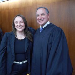 Justice David K. Overstreet with new lawyer, Eliana Finkelstein. 00