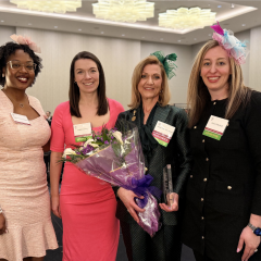 (L-R) Tea Co-Chairs, Ashly McCants & Judy Conway, Supreme Court Justice Mary Kay O'Brien, WATL Chair Jessica Marshall