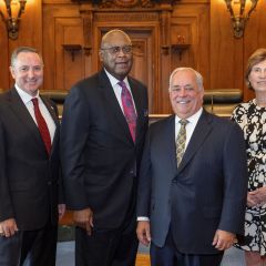 Illinois Supreme Court Justices with President Perry Browder[L-R]: Justice David Overstreet; Chief Justice P. Scott Neville; President Perry Browder; & Justice Elizabeth Rochford