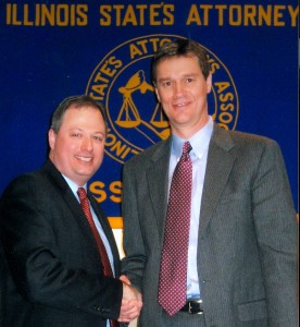 Allen Lolie thanks outgoing president Tom Brown of Livingston County.