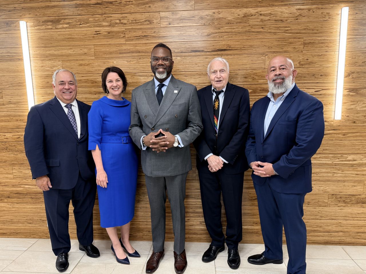 (L-R): President-Elect Perry Brower, President Hon. Bridget Duignan, Chicago Mayor Brandon Johnson, ISBA Past President Bob Downs, & Program Coordinator Hon. Junaid Afeef